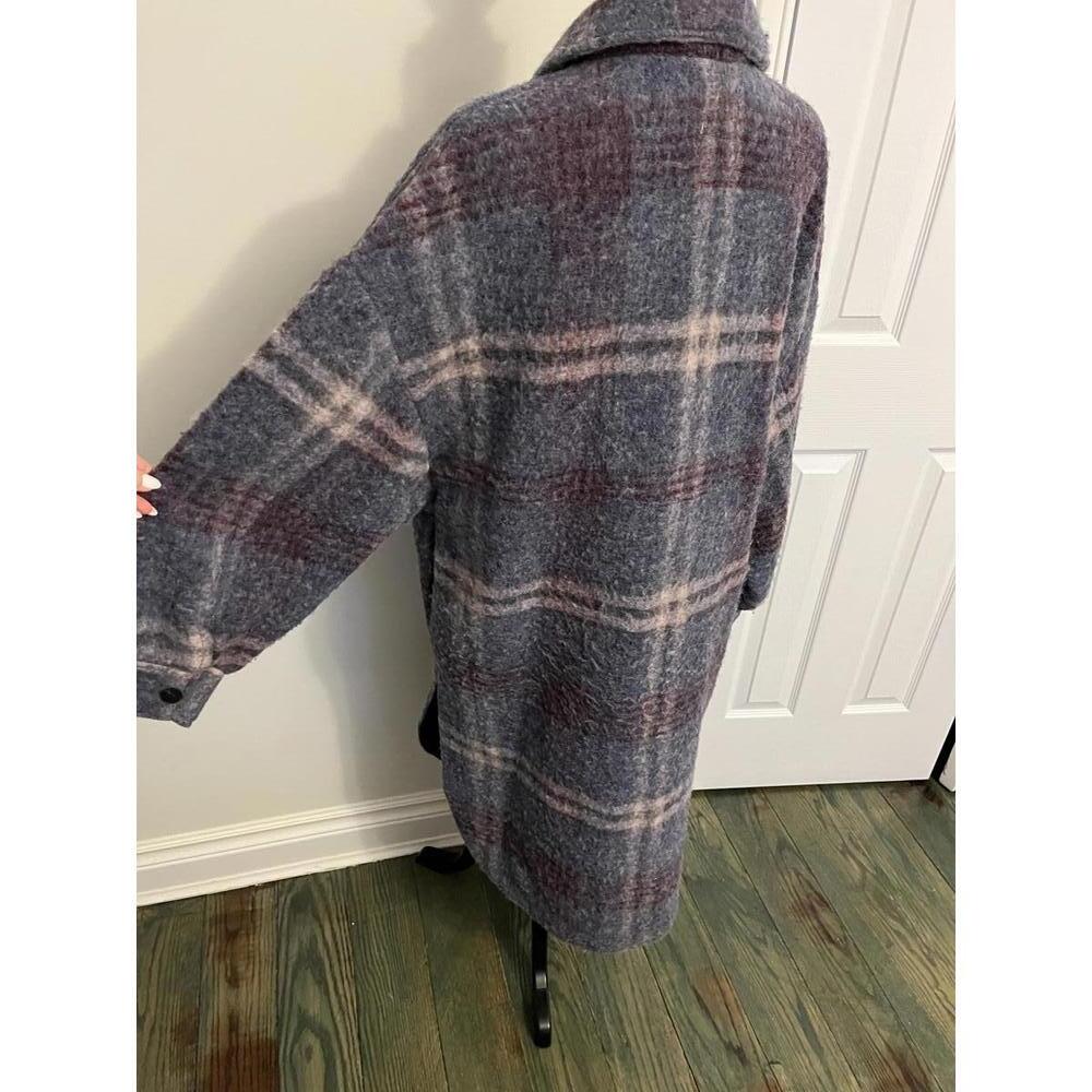 Zara wool blend plaid shacket coat M - Picture 5 of 8